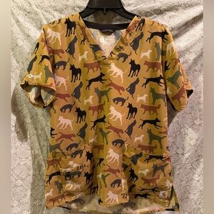 Carhartt Multicolor Dog Pattern Scrub Top